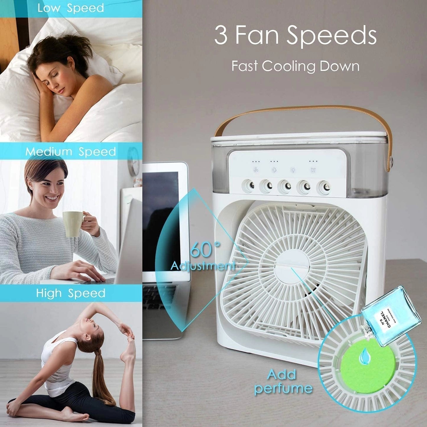 Portable Air Cooler pro Mist Fan Mini Cooler with RGB light